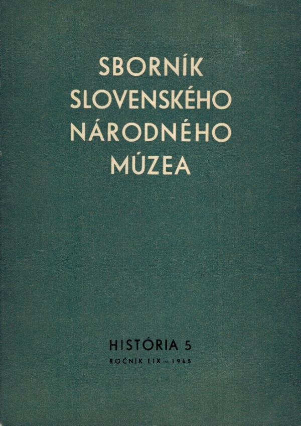  Zbornk slovenskho nrodnho mzea 5. (Histria)
