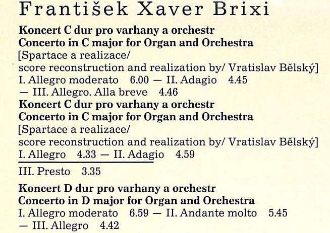 František Xaver Brixi - Organ concertos (LP)