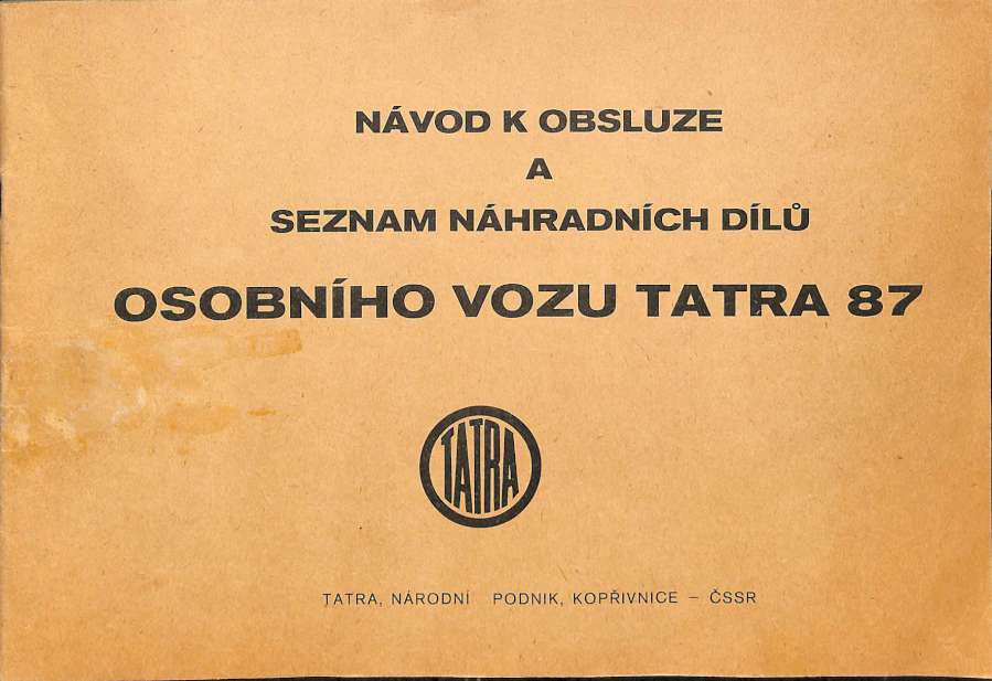 Tatra 87 - nvod k obsluze a seznam nhradnch dl